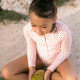 Dětské dívčí plavky s dlouhým rukávem UPF 50+ Leopard starorůžový Swim Essentials